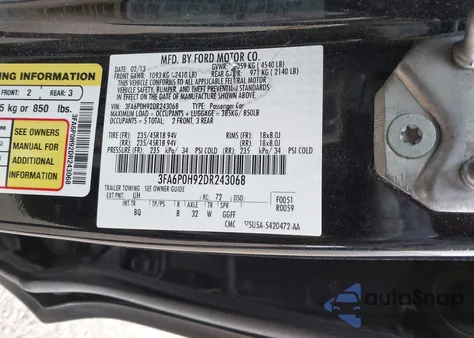 2013 Ford Fusion Se from USA, damaged, VIN 3FA6P0H92DR243068